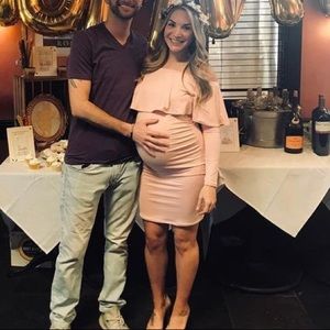 Maternity Pink off shoulder dress